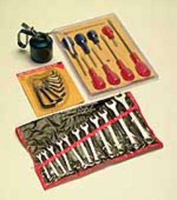 TOOL KIT, SPANNERS, ALLEN KEY, OIL CAN
